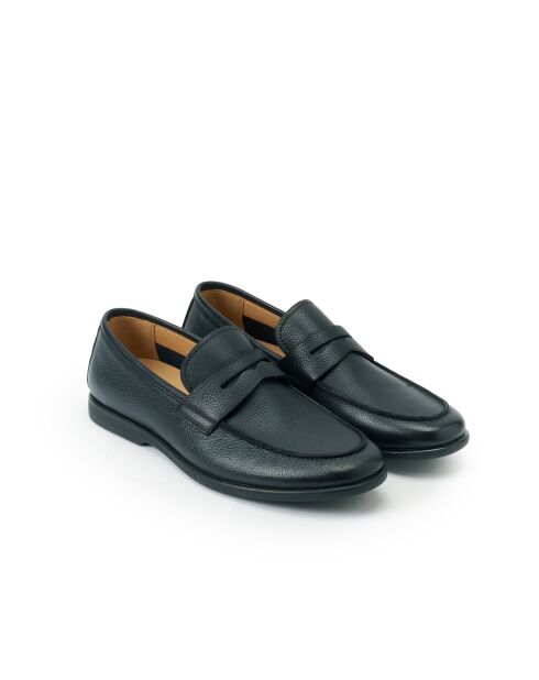 Mocassins à barette Dave en cuir bleu marine