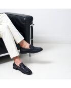 Mocassins à barette Dave en cuir bleu marine