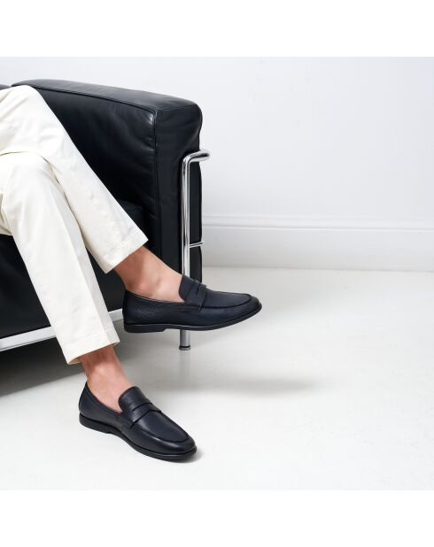 Mocassins à barette Dave en cuir bleu marine