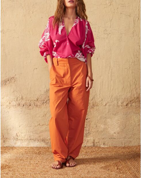 Pantalones Marco de popelina color albaricoque