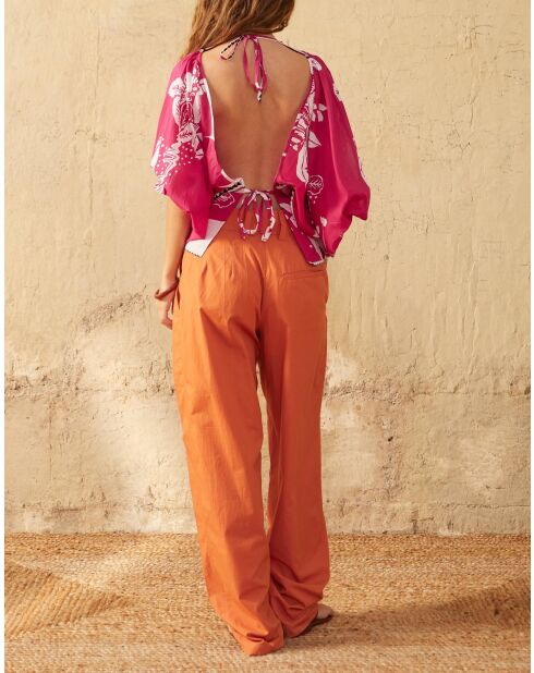 Pantalones Marco de popelina color albaricoque