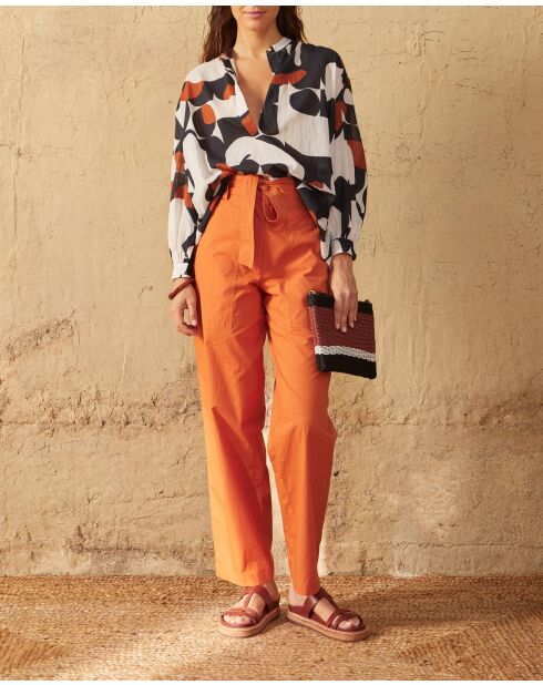 Pantalones Marco de popelina color albaricoque