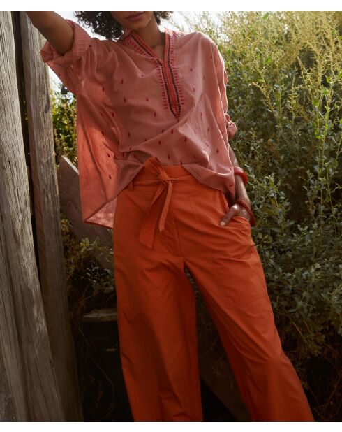 Pantalones Marco de popelina color albaricoque