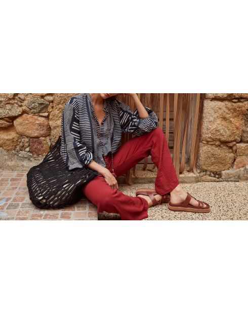 Pantalones Angela de doble gasa con pimentón rojo oscuro