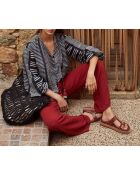 Angela dunkelrote Paprikahose mit Doppelgaze