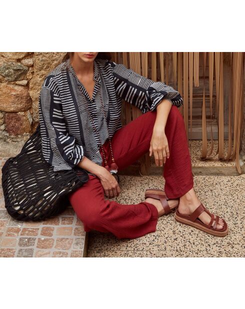 Pantalones Angela de doble gasa con pimentón rojo oscuro