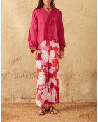 Pantaloni Erika stile anni settanta in combinazione rosa maravoile