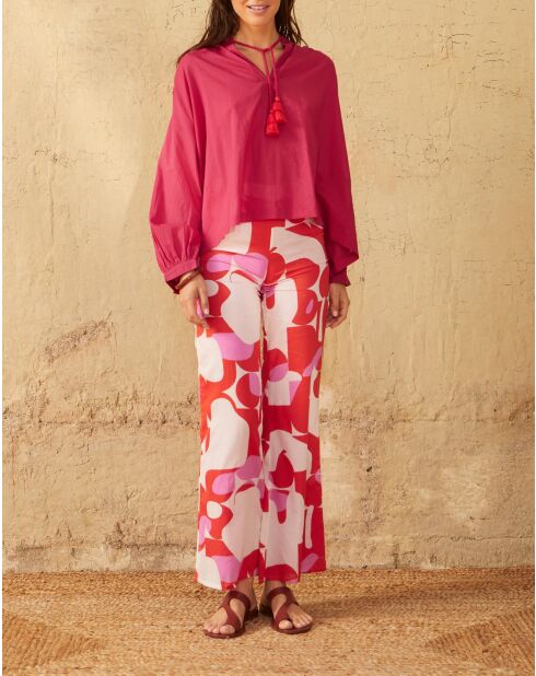 Pantaloni Erika stile anni settanta in combinazione rosa maravoile