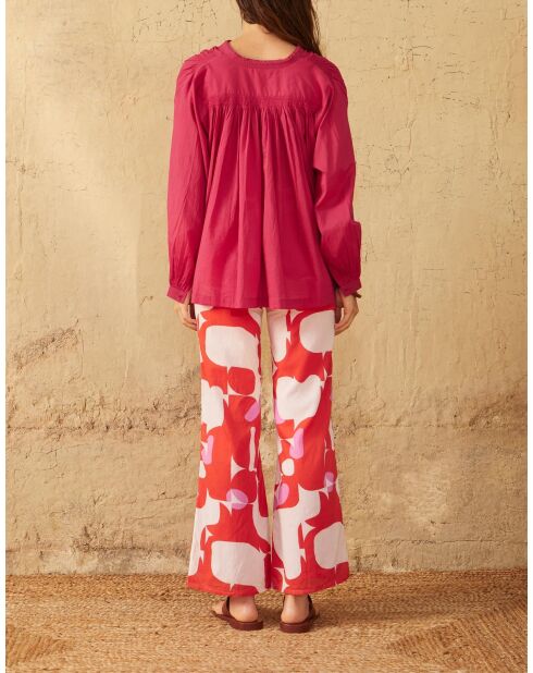 Pantaloni Erika stile anni settanta in combinazione rosa maravoile