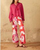 Pantaloni Erika stile anni settanta in combinazione rosa maravoile