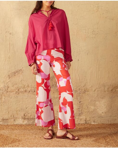 Pantaloni Erika stile anni settanta in combinazione rosa maravoile