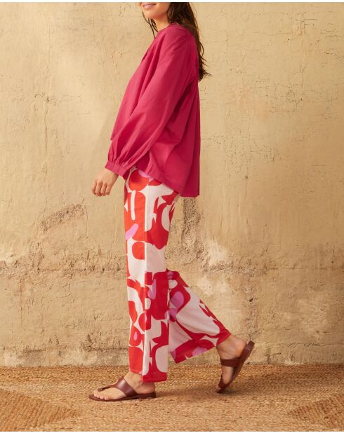 Pantaloni Erika stile anni settanta in combinazione rosa maravoile