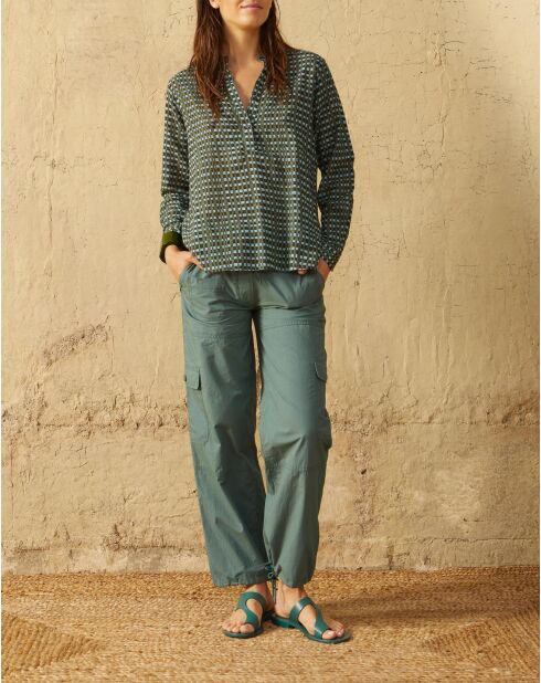 Pantaloni marini in popeline verde Aspen