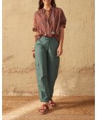 Pantalones marinos de popelina verde Aspen