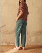 Pantalones marinos de popelina verde Aspen