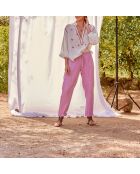 Pantaloni in garza Angie mauve mist