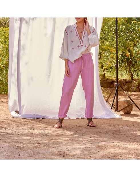 Pantaloni in garza Angie mauve mist