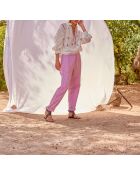 Pantaloni in garza Angie mauve mist