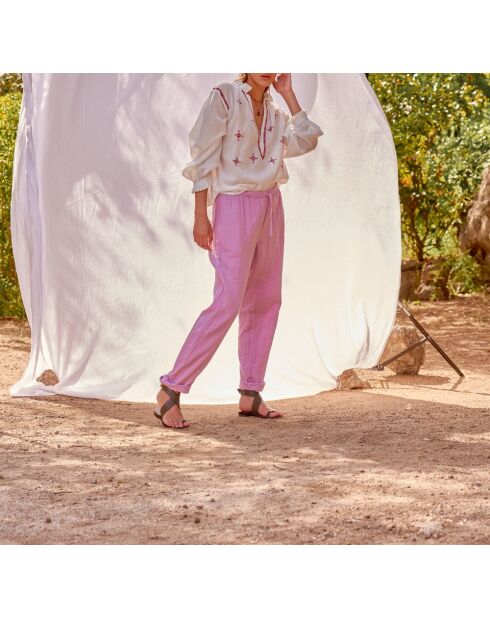 Pantaloni in garza Angie mauve mist