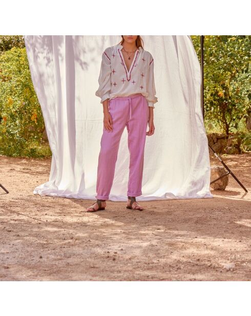 Pantaloni in garza Angie mauve mist