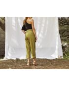 Pantaloni Marco in popeline avocado