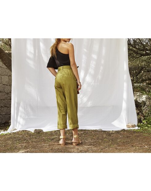 Pantaloni Marco in popeline avocado