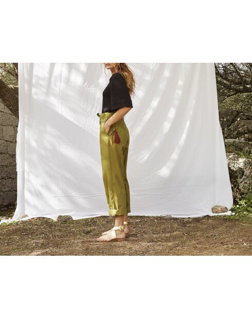 Pantaloni Marco in popeline avocado