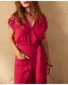 Diane camelia roze jumpsuit van dubbel gaas
