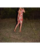 Vestido Galiene con llamativo estampado tropical naranja