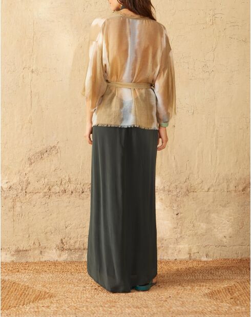 Kleid Alma aus schieferfarbenem Seidenkrepp