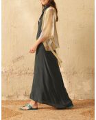 Kleid Alma aus schieferfarbenem Seidenkrepp