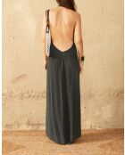 Kleid Alma aus schieferfarbenem Seidenkrepp