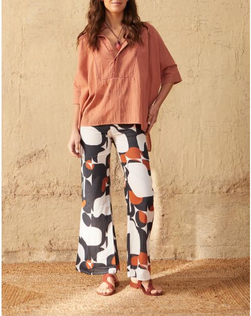 Pantalones Erika estilo años setenta en combinación negra maravoile