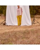 Pantaloni Marco in popeline color anice