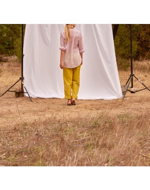 Pantaloni Marco in popeline color anice