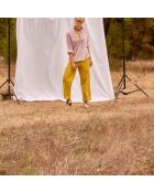 Pantaloni Marco in popeline color anice