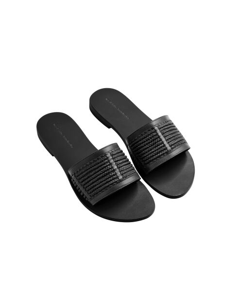 Ilona schwarze Ledersandalen