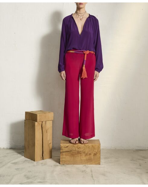 Pantaloni Auguste camelia in seta