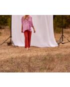 Pantaloni Angela in garza di legno rosso