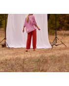 Pantaloni Angela in garza di legno rosso