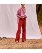 Pantaloni Angela in garza di legno rosso