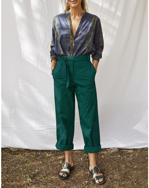 Pantaloni Marco in popeline Jungle Green