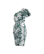 Galiene aquagrünes Kleid mit tropischem Aufdruck
