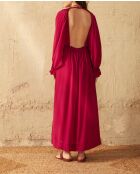 Jane Camelia rosafarbenes Seidenkreppkleid