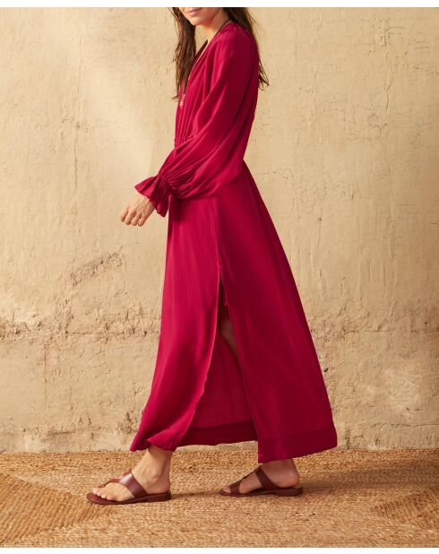 Jane Camelia rosafarbenes Seidenkreppkleid