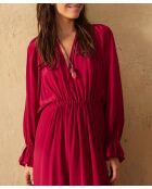 Jane Camelia rosafarbenes Seidenkreppkleid