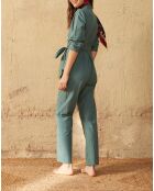 Aspen groene Solal jumpsuit in popeline
