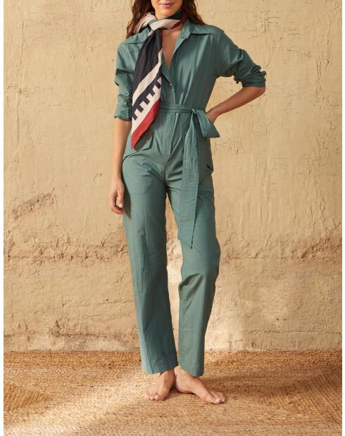 Aspen groene Solal jumpsuit in popeline