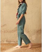 Aspen groene Solal jumpsuit in popeline