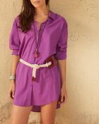 Dina basic paarse lange hemdjurk